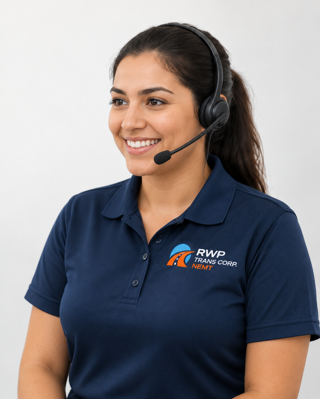 RWP Trans Corp customer support specialist wearing a headset